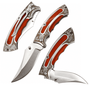 Canivete Dobrável com Cabo em Madeira e Clip para Cinto - TC19