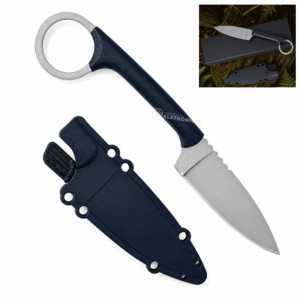 Faca Compacta Aço Inox com Bainha e Anel Ergonômico 18cm - Preto YX705