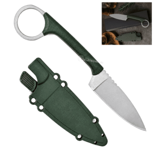Faca Compacta Aço Inox com Bainha e Anel Ergonômico 18cm - Verde YX705