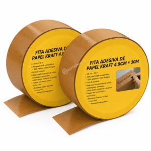 Kit 2 Fitas Adesiva de Papel Kraft 4,8cm x 30m – BOM1398