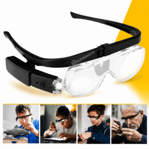 Lupa Óculos Lentes Ajustáveis Até 4,5x Iluminação Recarregável - BOM7462