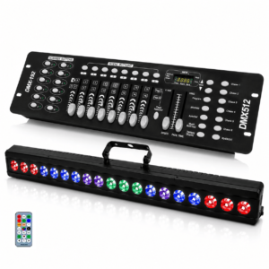 Kit Ribalta RGB Profissional 18 LEDs + Mesa Controladora de Luz DMX