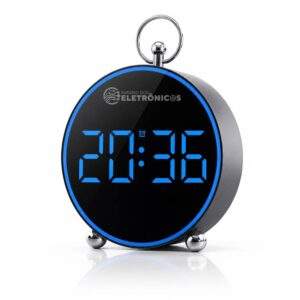 Relógio Digital LED Azul Redondo12/24h Alarme Temperatura e Calendário - GH8025