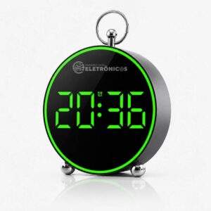 Relógio Digital LED Verde Redondo12/24h Alarme Temperatura e Calendário - GH8025