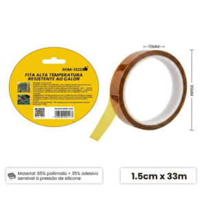 Fita Alta Temperatura Resistente Ao Calor 15mm X 33m  Para Eletrônicos – BOM1322