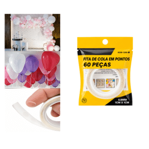 Fita de Cola em Pontos Dupla Face Transparente 60 Peças 1x1cm - BOM1369