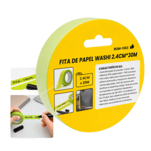 Fita de Papel Washi 2,4cm x 30m para Mascaramento e Identificação – BOM1363