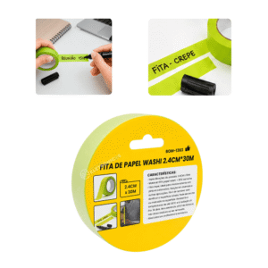 Fita de Papel Washi 2,4cm x 30m para Mascaramento e Identificação – BOM1363