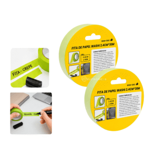 Kit 2 Fitas de Papel Washi 2,4cm x 30m p/ Mascaramento e Identificação – BOM1363