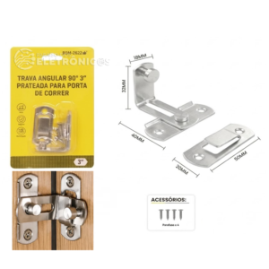 Trinco Fechadura Angular 90°Inox 40mm Porta Janela De Correr Fechadura - BOM2622