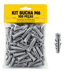 Kit 2 Pacotes Buchas M6 Nylon 100 Unid. Cada – Total 200 Unid. BOM5307