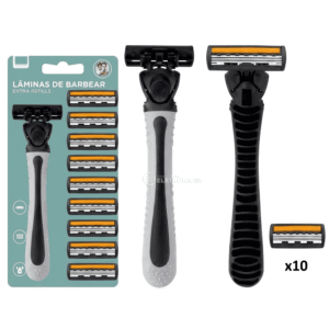 Kit Aparelho de Barbear com 10 Cartuchos de 3 Laminas Para Reposição - MADEBB001