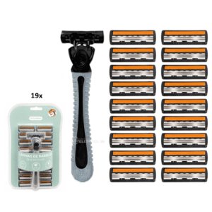 Kit Aparelho de Barbear com 19 Cartuchos Com 3 Laminas P/ Reposição - MADEBB006
