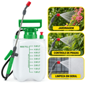 Pulverizador Manual de Pressão 5 Litros Bico Ajustável Jardim Limpeza - BOM7618
