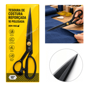 Tesoura de Costura Reforçada 10 Polegadas Profissional Preta - BOM1062