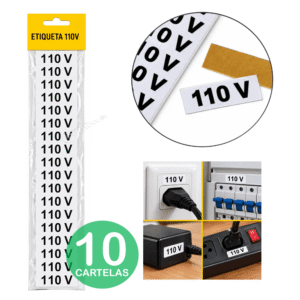 10 Cartelas Etiqueta Adesiva 110V Identificação 5x1,5cm - BOM7570