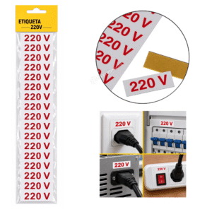 Cartela Etiqueta Adesiva 220V Identificação 5x1,5cm 16 Unidades - BOM7570