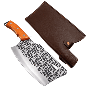 Cutelo Cozinha Carne Aço Inox 30cm Cabo Madeira Com Bainha - SLKLAF111