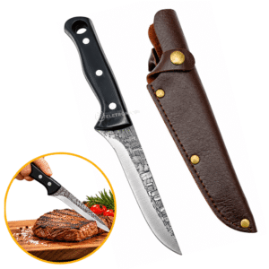 Faca Churrasco Cozinha Com Bainha 26,5cm Cabo Preto 110g - SLKLAF170