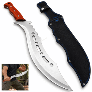 Facão Curvo Full Tang 57cm Cabo Madeira Com Bainha Reforçada - SLKK30