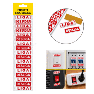 Kit 16 Etiquetas Adesivas Liga Desliga 5x1,5cm para Identificação - BOM7571