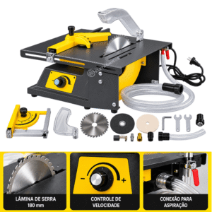 Mini Serra de Bancada Multifuncional 1600W 127V com Disco 180mm e Controle de Velocidade - BOM9607